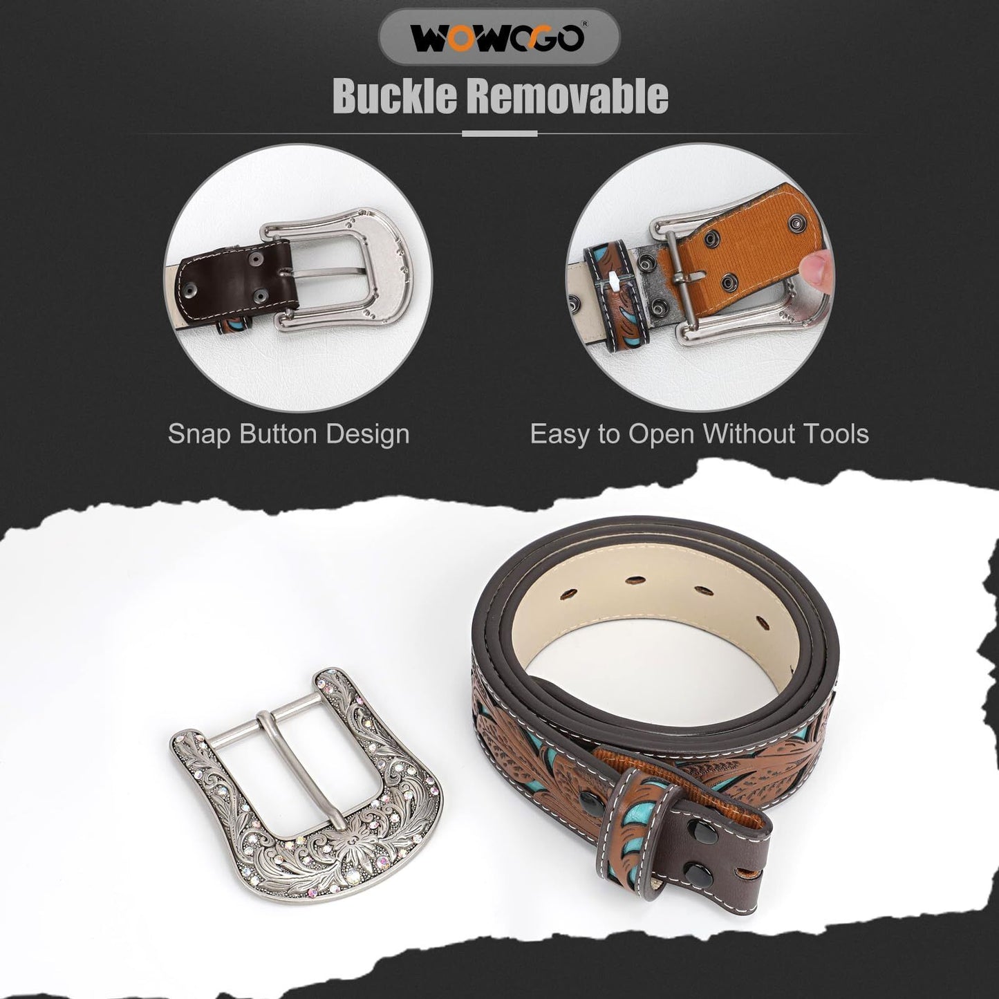 Western Belts for Women Cowgirl Cowboy Country Belt Turquoise Rhinestone Leat...